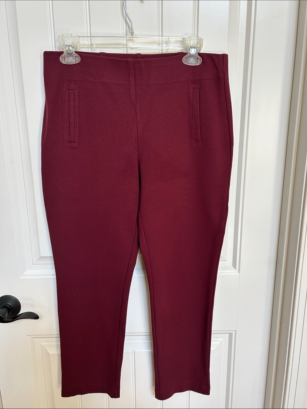 Chico's Straight-Leg Ponte Pants in Deep Wine